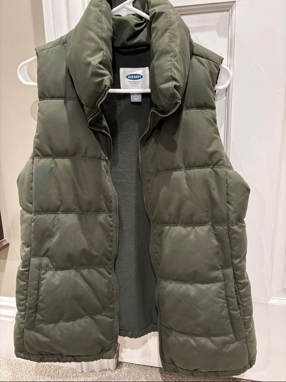 Old Navy Quilted Olive Green Puffer Vest